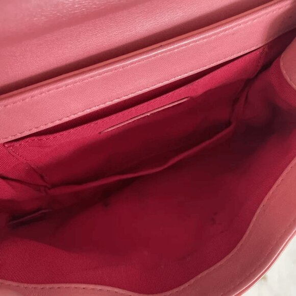 Authentic Chanel Handbag Chain Strap Leather Orange Red - Picture 8 of 9